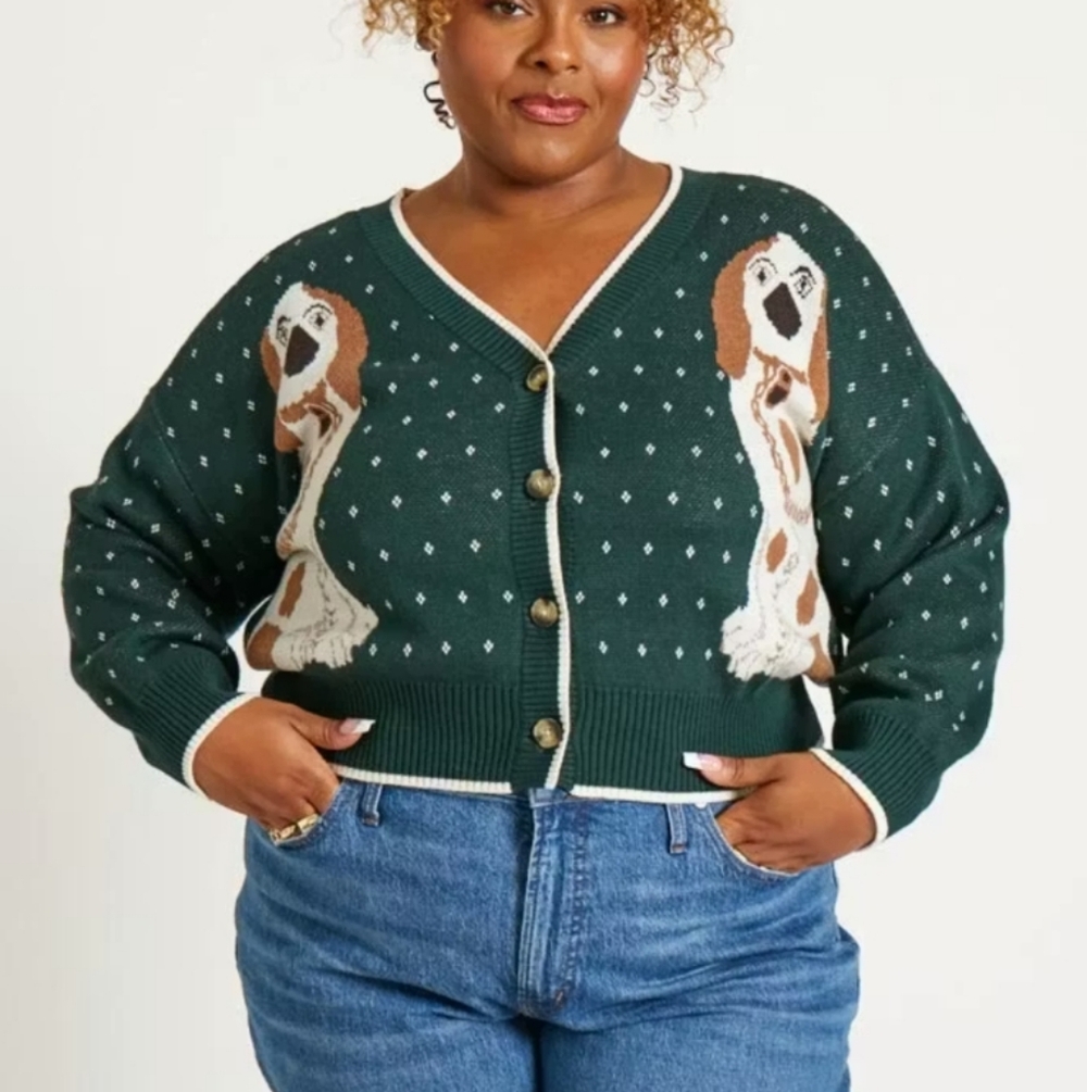 Rachel Antonoff Staffy Bookends Cori Cardigan Dogs Cotton Cashmere